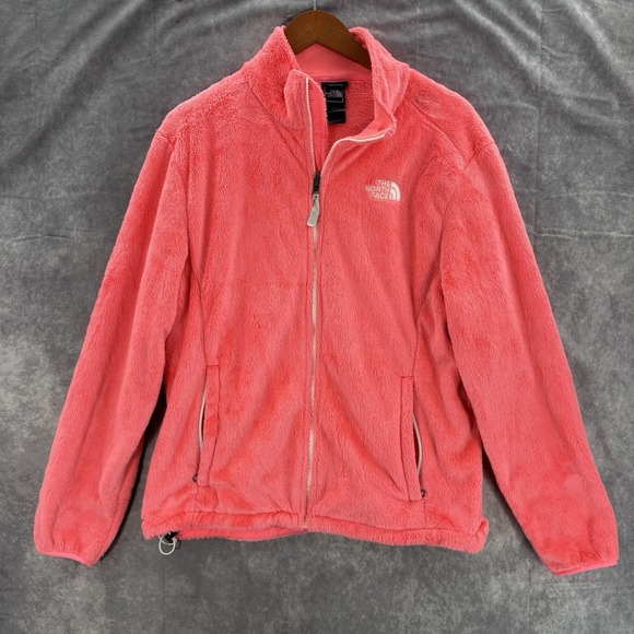 North Face Jacket Womens XL Pink Fleece Furry Full Zip Long Sleeve - Picture 2 of 5